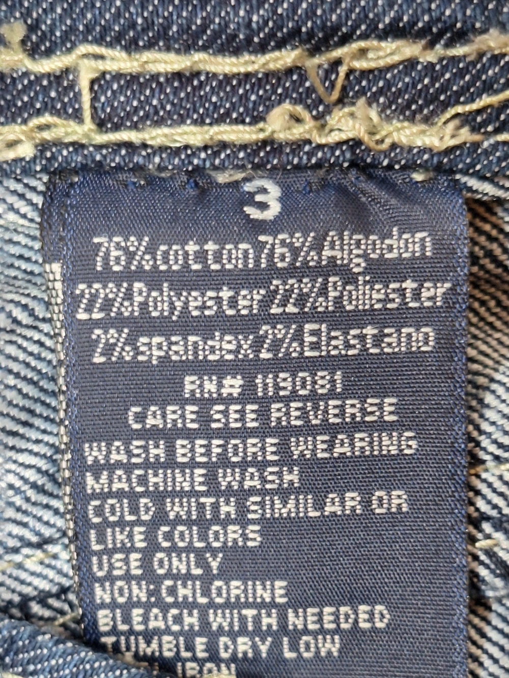 D&P Dark Wash Cuffed Jeans with Glam Crystal Back Pockets Sz 3 - Picture 7 of 8